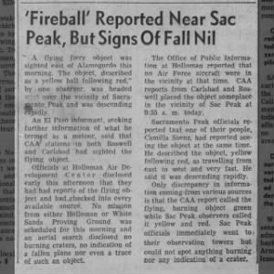 Flying Object report east of Alamogordo Apr 05 1955