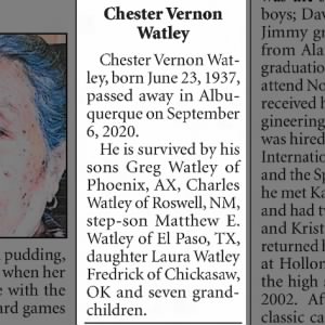 Obituary for Chester Vernon Watley